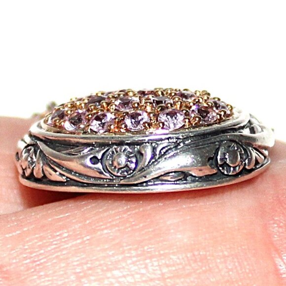 Lyric Sterling & 18kt Gold Pink Topaz Floral Necklace - Picture 4 of 8